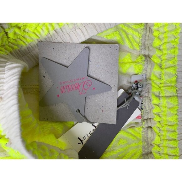 Anthropologie Devotion Twins Petra Embroidered Pants Lime White Girls 10 12 NWT - Picture 5 of 6